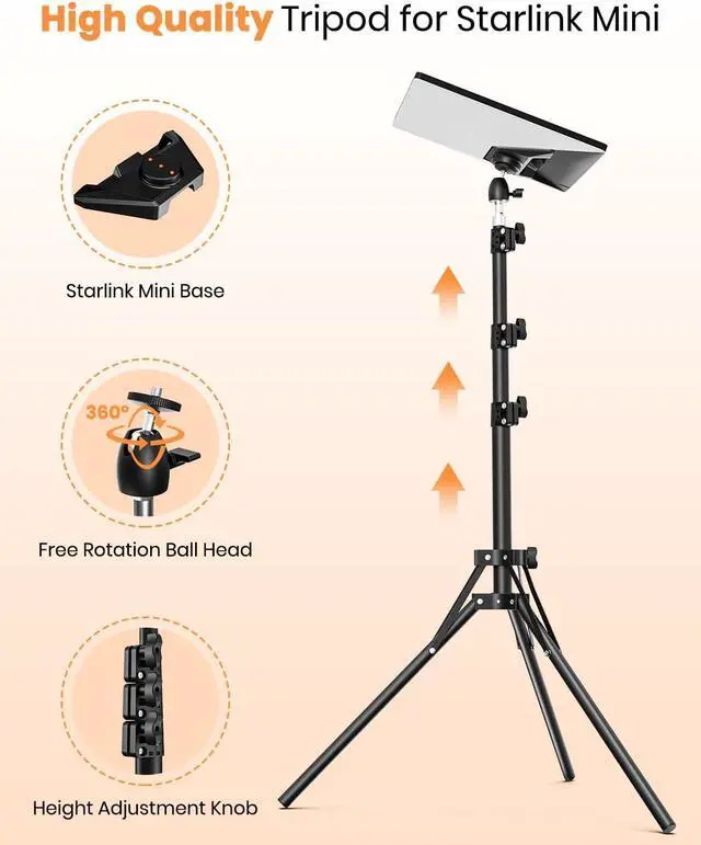 Alt view image 3 of 7 - Starlink Mini Tripod Mount with Adapter,Featuring Adjustable Height and 360° Angle Adjustment, Tripod mounting kit,Compatible with Starlink Mini Satellites. Ideal for Camping and RV Travel