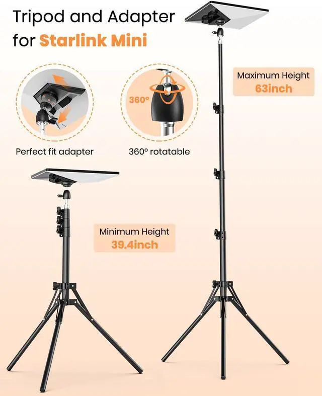 Alt view image 4 of 7 - Starlink Mini Tripod Mount with Adapter,Featuring Adjustable Height and 360° Angle Adjustment, Tripod mounting kit,Compatible with Starlink Mini Satellites. Ideal for Camping and RV Travel
