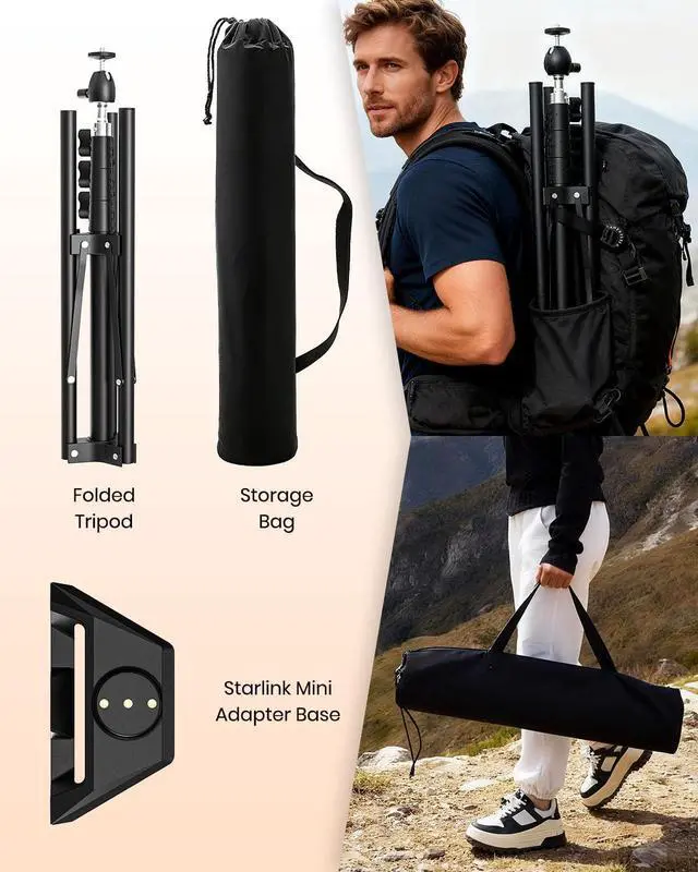Alt view image 6 of 7 - Starlink Mini Tripod Mount with Adapter,Featuring Adjustable Height and 360° Angle Adjustment, Tripod mounting kit,Compatible with Starlink Mini Satellites. Ideal for Camping and RV Travel