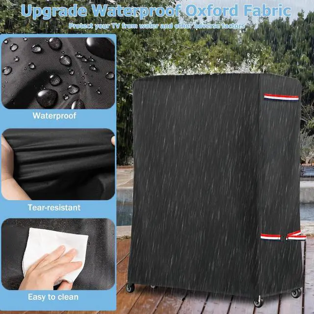 Alt view image 3 of 7 - 48 Inch Waterproof Outdoor TV Trolley Cover,Heavy Duty 600D Rolling TV Stand Cover with Zipper for 45-50 Inch TV,Patio TV Protector Covers for Portable TV Stand On Wheels,48"Lx15"Wx55"H