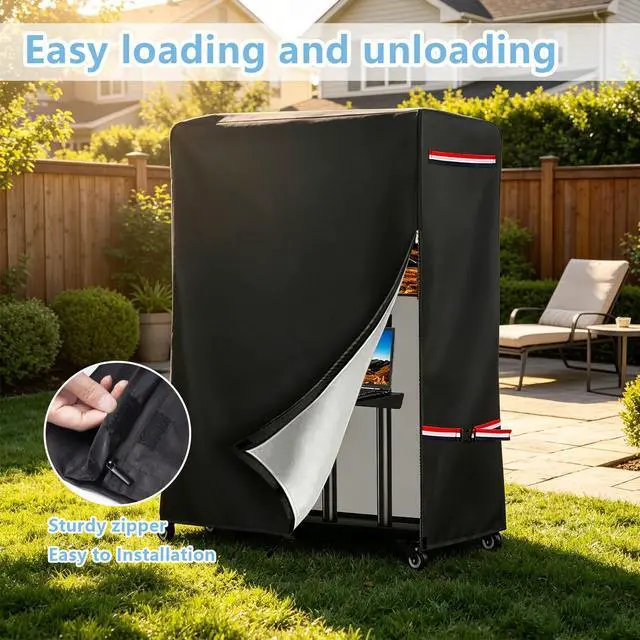 Alt view image 5 of 7 - 48 Inch Waterproof Outdoor TV Trolley Cover,Heavy Duty 600D Rolling TV Stand Cover with Zipper for 45-50 Inch TV,Patio TV Protector Covers for Portable TV Stand On Wheels,48"Lx15"Wx55"H