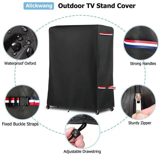 Alt view image 6 of 7 - 48 Inch Waterproof Outdoor TV Trolley Cover,Heavy Duty 600D Rolling TV Stand Cover with Zipper for 45-50 Inch TV,Patio TV Protector Covers for Portable TV Stand On Wheels,48"Lx15"Wx55"H