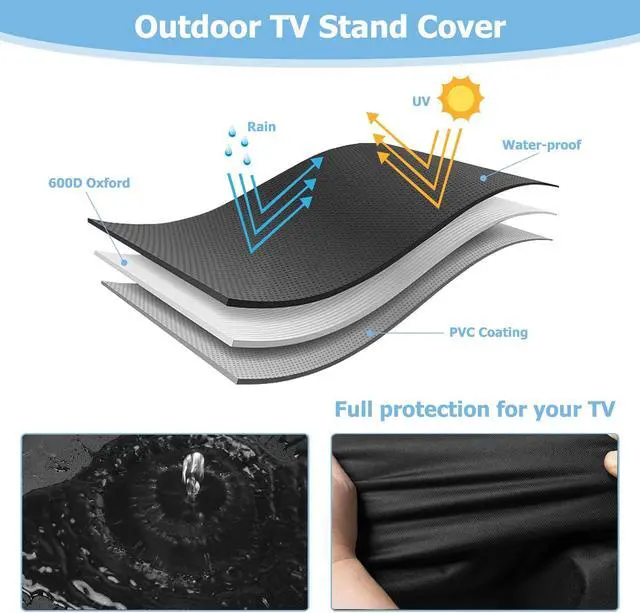 Alt view image 7 of 7 - 48 Inch Waterproof Outdoor TV Trolley Cover,Heavy Duty 600D Rolling TV Stand Cover with Zipper for 45-50 Inch TV,Patio TV Protector Covers for Portable TV Stand On Wheels,48"Lx15"Wx55"H