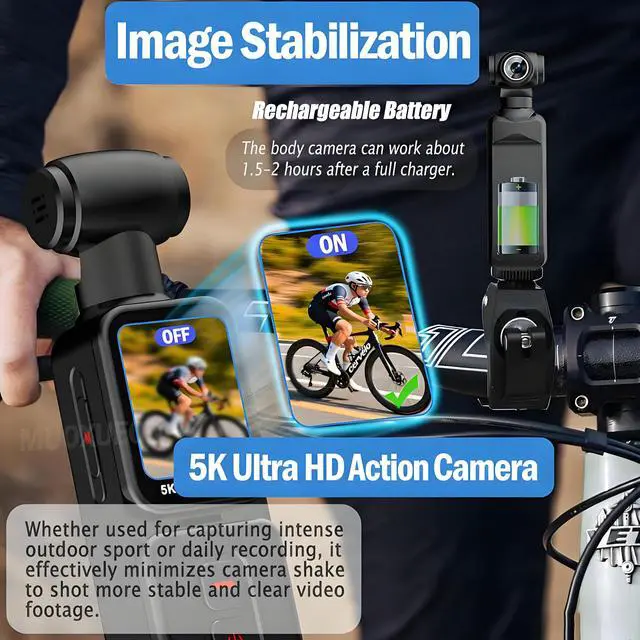 Alt view image 7 of 7 - 5K Handheld Vlogging Camera with Touch Screen,WiFi Pocket Action Camera with stabilization,Automatic Rotating Wide-Angle,External Mic,Remote Control for Traval,YouTube and vlogging (128gb)