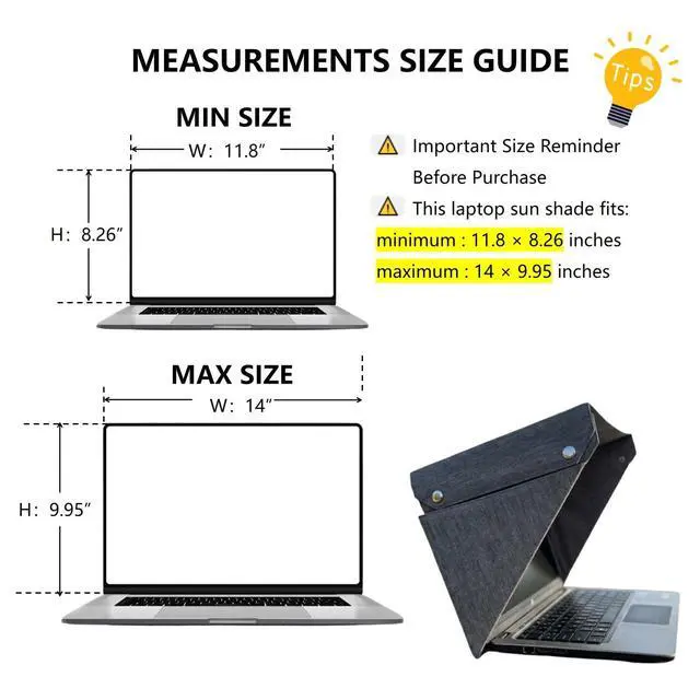 Alt view image 3 of 7 - Foldable Laptop Sun Shade & Privacy Shield Hood 14" 15" 16" Working Outside | anti glare screen protector privacy shade laptop tent portable and foldable for outdoor/travel Gray MacBook, HP, Surface