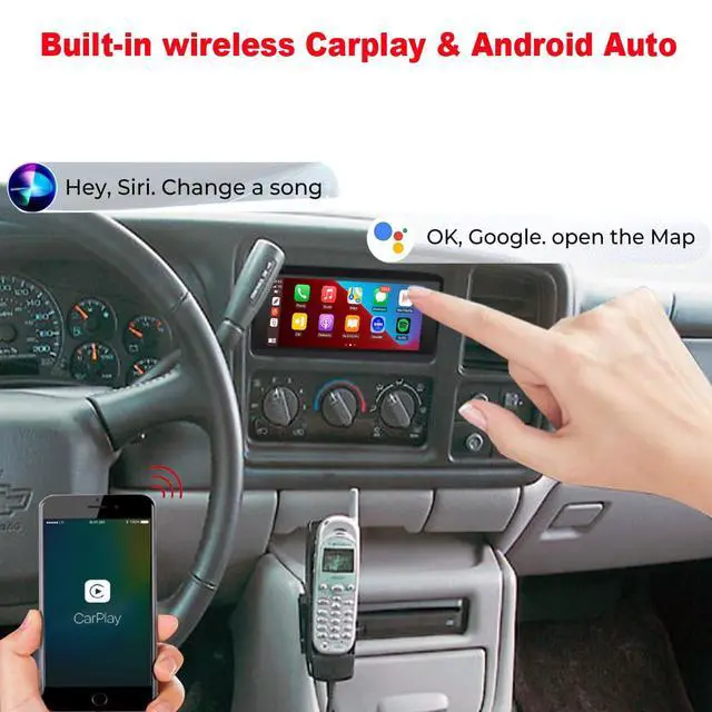 Alt view image 3 of 6 - QLED 8 Core Radio for GM Chevrolet Chevy GMC Buick Cadillac Upgrade 1995 1996 1997 1998 1999 2000 2001 2002 Touch Screen Stereo Carplay Android Auto Ready Free Camera