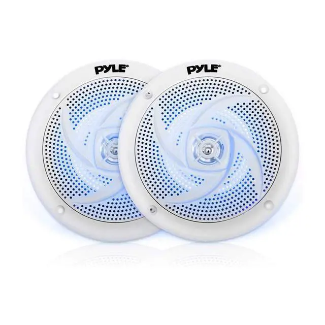Main image of Marine Speakers 6.5 Inch - 2 Way Waterproof and Weather Resistant Outdoor Audio Stereo Sound System with LED Lights, 240 Watt Power and Low Profile Slim Style - 1 Pair (White)