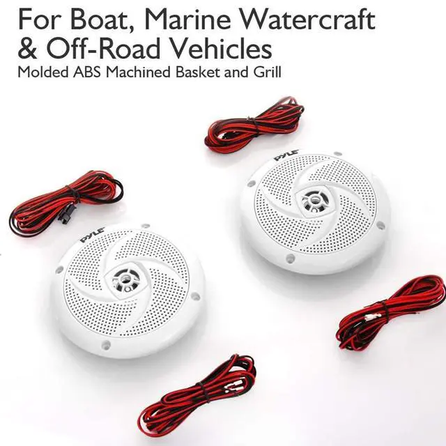 Alt view image 2 of 6 - Marine Speakers 6.5 Inch - 2 Way Waterproof and Weather Resistant Outdoor Audio Stereo Sound System with LED Lights, 240 Watt Power and Low Profile Slim Style - 1 Pair (White)