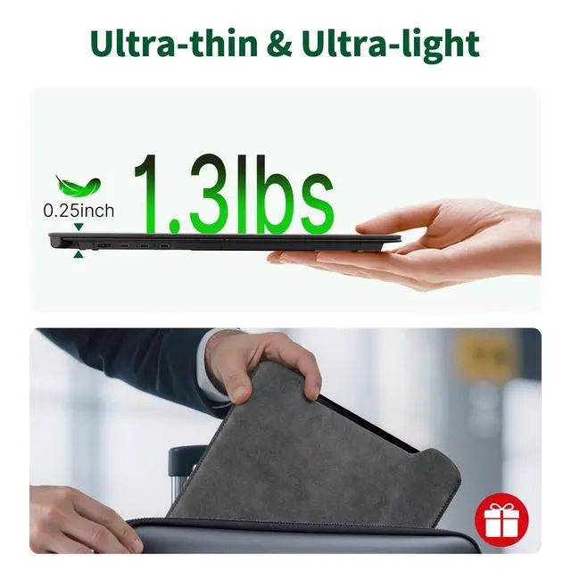 Alt view image 2 of 7 - 14" Laptop Screen Extender - Ultra Light 1.31lbs FHD 1080P IPS Portable Monitor for Laptops, Attachment Plug & Play Travel Dual Extra Display for 13"-17" Windows/Mac
