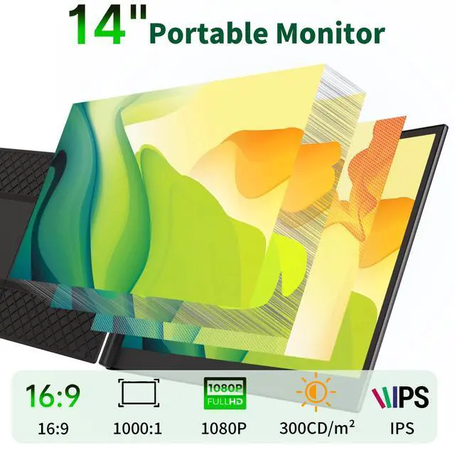 Alt view image 6 of 7 - 14" Laptop Screen Extender - Ultra Light 1.31lbs FHD 1080P IPS Portable Monitor for Laptops, Attachment Plug & Play Travel Dual Extra Display for 13"-17" Windows/Mac