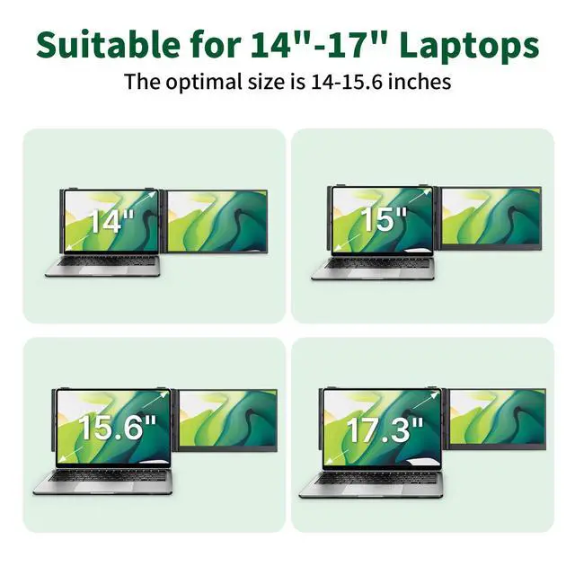 Alt view image 5 of 7 - 14" Laptop Screen Extender - Ultra Light 1.31lbs FHD 1080P IPS Portable Monitor for Laptops, Attachment Plug & Play Travel Dual Extra Display for 13"-17" Windows/Mac