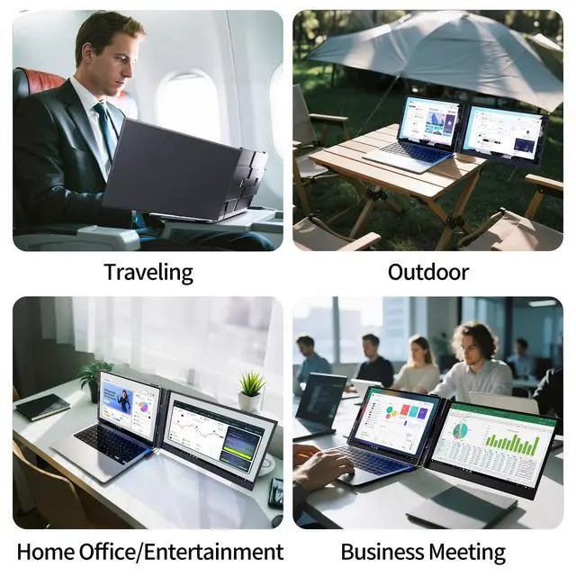 Alt view image 7 of 7 - 14" Laptop Screen Extender - Ultra Light 1.31lbs FHD 1080P IPS Portable Monitor for Laptops, Attachment Plug & Play Travel Dual Extra Display for 13"-17" Windows/Mac