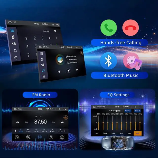 Alt view image 7 of 7 - 7'' Wireless Double Din Car Stereo Carplay Radio Screen for Car Audio Receivers, Bluetooth Car Play Android Auto Touchscreen, Mirror Link, FM/AM, Backup Camera, Type-C
