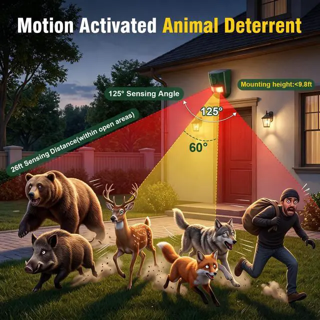 Alt view image 5 of 7 - Solar Outdoor Motion Sensor Alarm 120dB Sound 4 Mode IP65Waterproof | Loud Sound Strobe Light Security Siren Alarm Easy Set up Alarm for Home,Garden,Yard,Barn,Chicken Coop 2PC