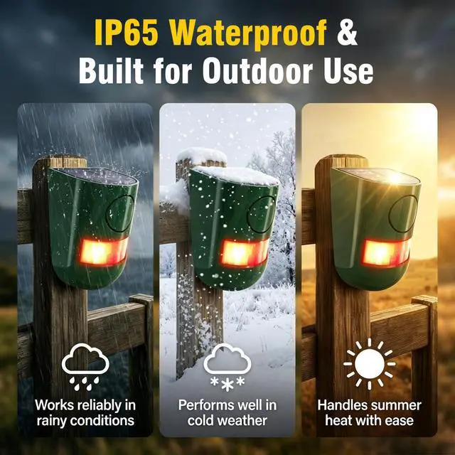 Alt view image 6 of 7 - Solar Outdoor Motion Sensor Alarm 120dB Sound 4 Mode IP65Waterproof | Loud Sound Strobe Light Security Siren Alarm Easy Set up Alarm for Home,Garden,Yard,Barn,Chicken Coop 2PC