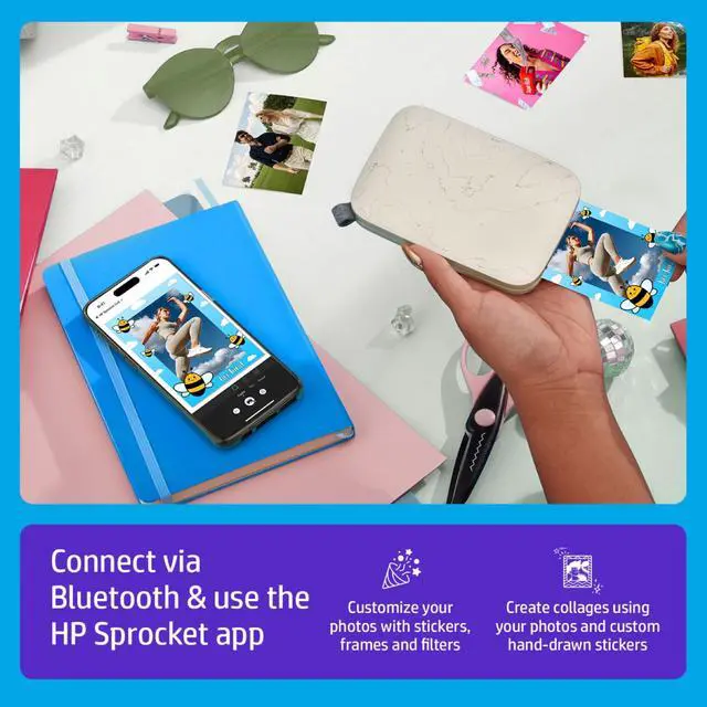 Alt view image 4 of 7 - Sprocket Select Portable Instant Color Photo Printer for Android and iOS Devices (Eclipse) Zink Paper Bundle