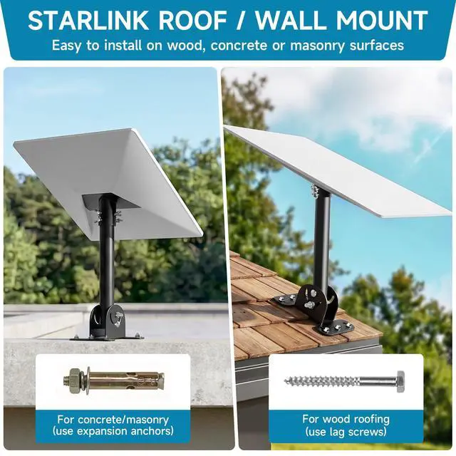 Alt view image 2 of 7 - Starlink Mount for Standard 4/4X/Gen 3, Starlink Roof/Wall Mount Kit | Heavy-Duty Starlink Mounting Kit with Full Package Accessories Wind-Resistant, Easy to Install