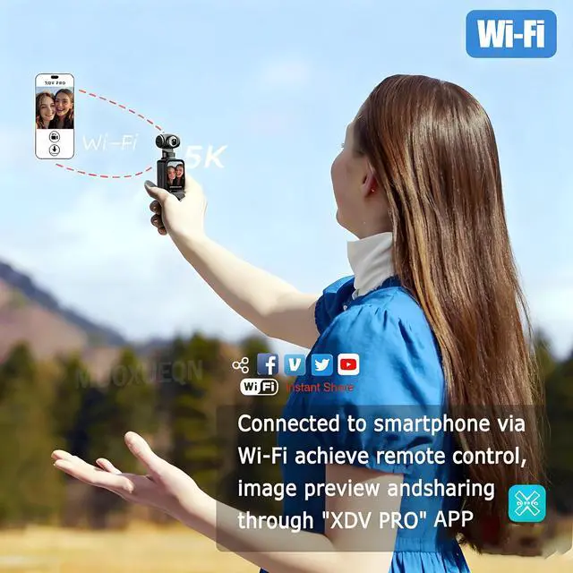 Alt view image 5 of 7 - 5K Handheld Vlogging Camera with Touch Screen,WiFi Pocket Action Camera with stabilization,Automatic Rotating Wide-Angle,External Mic,Remote Control for Traval,YouTube and vlogging (128gb)