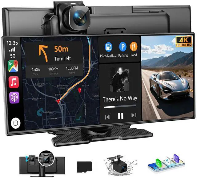 Main image of Carplay Screen for Car 11.5" Largest HD Screen for Carplay & Android Auto Car Stereo with 4K Dash Cam 1080P Backup Camera, GPS Navigation/Bluetooth/Mirror Link/Voice Control/AUX/FM/Siri