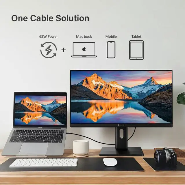 Alt view image 5 of 7 - EM2451 24 Inch 4K Monitor, 3840 x 2160 UHD, IPS, 100% sRGB, 93% DCI-P3, Height Adjustable, Pivot, USB-C with 65W Power Delivery, Dual HDMI 2.1, DisplayPort 1.4