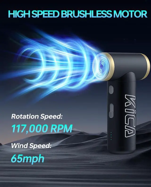 Alt view image 2 of 4 - Jet Fan 2S Electric Air Duster, 117000RPM Cordless Turbo Mini Blower | Aluminum Shell, 65MPH High-Speed Airflow, Stepless Speed Control, 210-Min Battery, For PC, Keyboard & Car Detailing