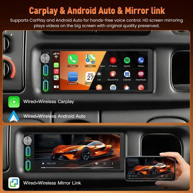 Alt view image 4 of 7 - Car Radio for Dodge Ram (1994-2001),for Dodge Grand Caravan (1992-2000) | (8Core + Android 15) 6.8 Inch QLED Touch Screen,Support Carplay& Android Auto& Mirror Link &Bluetooth&GPS&FM Radio