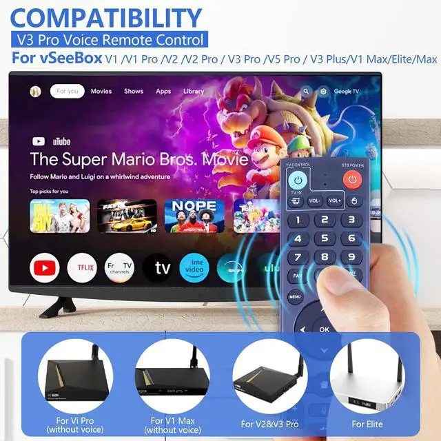 Alt view image 4 of 7 - New V3 Pro Voice Remote Control Compatible with vSeeBox V1/V2,V3/V2/V1/V5 Pro,V3Plus,Max/Elite/Max Intelligent Bluetooth Voice Remote Control