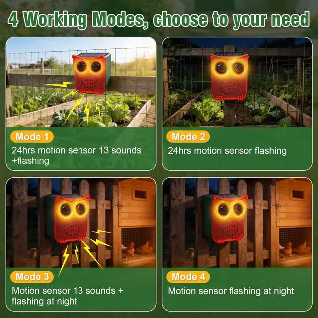Alt view image 5 of 7 - Solar Motion Sensor Alarm Outdoor Dog Barking Alarm with 129dB Loud | PIR Motion Detection,IP65 Weatherproof Motion Activated for Deer, Coyote,Raccoons, Bears
