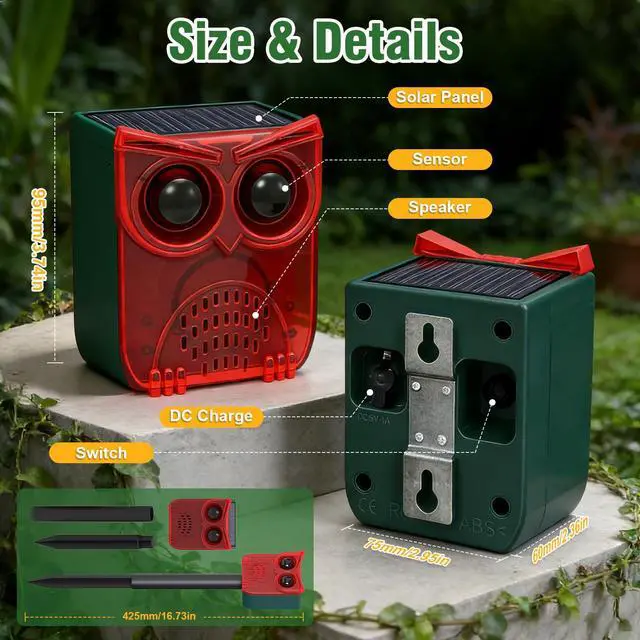 Alt view image 6 of 7 - Solar Motion Sensor Alarm Outdoor Dog Barking Alarm with 129dB Loud | PIR Motion Detection,IP65 Weatherproof Motion Activated for Deer, Coyote,Raccoons, Bears