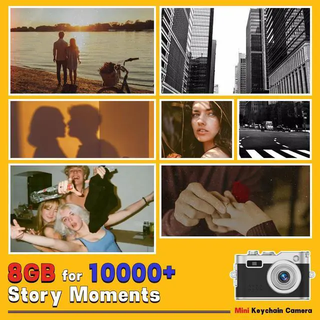 Alt view image 2 of 7 - Y2K Mini Keychain Camera, Retro Aesthetic Digital Point and Shoot Camera for Teens, Pocket-Sized Vintage Digicam Bag Charm, 1080P Vlogging Camera with 8GB Card, Birthday Gift for Kids & Friends