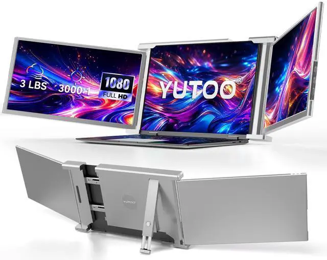 Main image of Laptop Screen Extender, 14" Portable Triple Monitor for Laptops 315° Rotate| Plug and Play| 1080P| FHD, Laptop Monitor Extender for 13.5~16.5" Laptops, HDMI/USB-A/Type-C,for Mac/Wins/Android/Dex