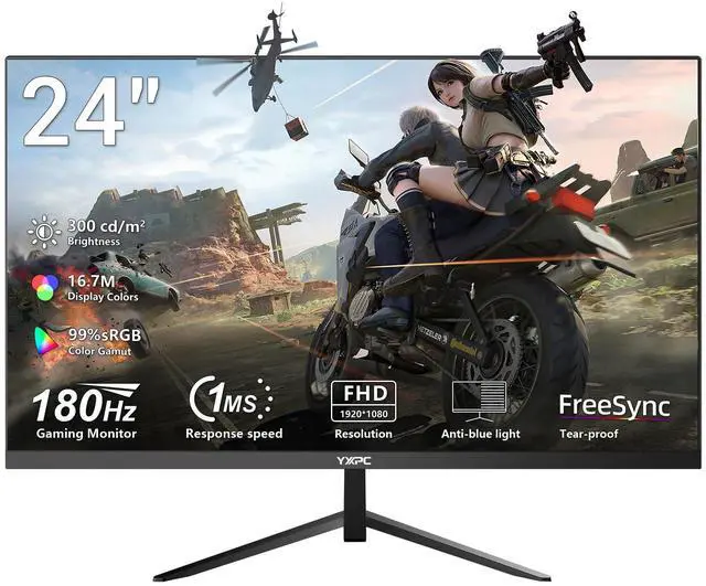 Main image of 24 Inch Computer Monitor, 180Hz FHD 1080P VA Screen, 99% sRGB, 1ms, Frameless Design for Work and Play, HDMI, DP, VESA