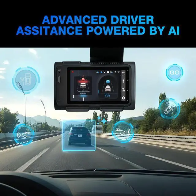 Alt view image 2 of 7 - Type S T400 AI-Powered Driver Assistance 4K Dash Cam with ADAS, Collision Warnings, Lane and Pedestrian Detection, Vehicle Departure Reminders, Front Rear Smart Incident Video Surveillance, SD Card