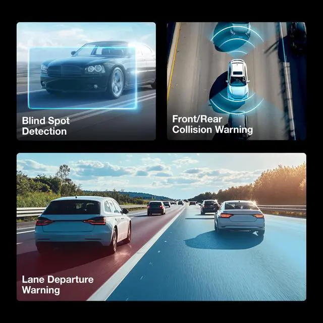 Alt view image 3 of 7 - Type S T400 AI-Powered Driver Assistance 4K Dash Cam with ADAS, Collision Warnings, Lane and Pedestrian Detection, Vehicle Departure Reminders, Front Rear Smart Incident Video Surveillance, SD Card