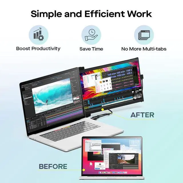 Alt view image 3 of 7 - New Mobile Pixels Max DS 14.1'' FHD Portable Monitor, USB Type-C/HDMI | Plug and Play 1080p Laptop Monitor Extender, Portable Screen for 14'' to 17 '' Laptops, Mac/Windows/Android/Switch Compatible