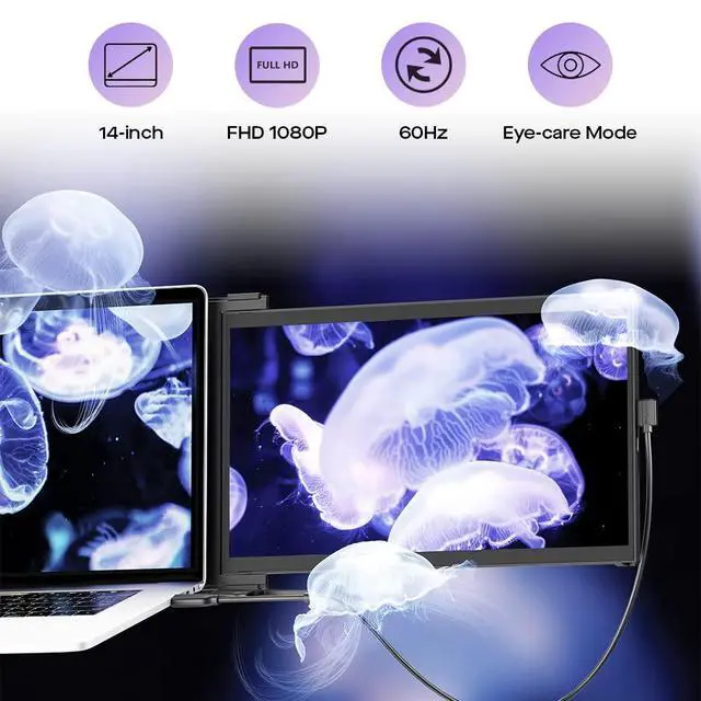 Alt view image 4 of 7 - New Mobile Pixels Max DS 14.1'' FHD Portable Monitor, USB Type-C/HDMI | Plug and Play 1080p Laptop Monitor Extender, Portable Screen for 14'' to 17 '' Laptops, Mac/Windows/Android/Switch Compatible