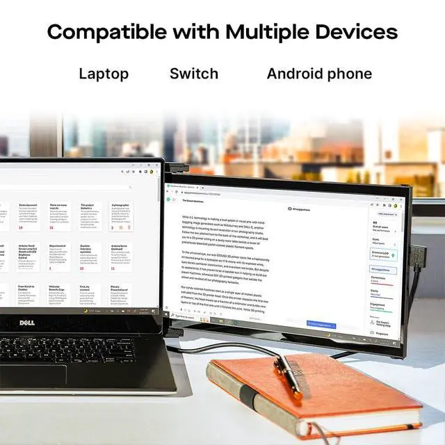 Alt view image 7 of 7 - New Mobile Pixels Max DS 14.1'' FHD Portable Monitor, USB Type-C/HDMI | Plug and Play 1080p Laptop Monitor Extender, Portable Screen for 14'' to 17 '' Laptops, Mac/Windows/Android/Switch Compatible