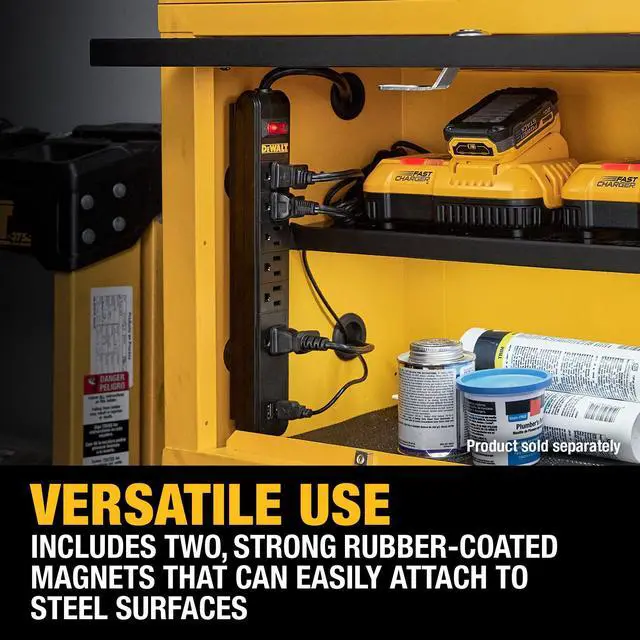 Alt view image 4 of 7 - Magnetic Power Strip with 6 Power Outlets, Workshop Storage System Compatible (DWST82693)