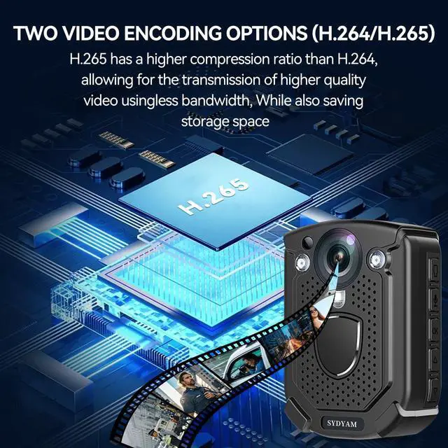 Alt view image 5 of 7 - 4K Body Camera, 11-13Hrs Battery Body Cameras with Audio and Video Recording, H.265 Video Code Body Cam for Security Guard Train Conductor Delivery Driver Waiter (128GB)