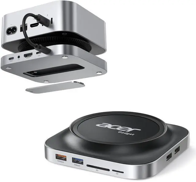 Main image of Gadget Mac mini M4 Dock, 8TB M.2 NVMe/SATA SSD Enclosure & Stand, 4K@144Hz HDMI 2.1, 10Gbps USB-C & USB-A Hub, SD/TF Card Reader, 3.5mm Audio, Aluminum Docking Station for Mac mini M4 & M4 Pro