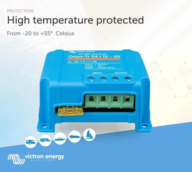 Alt view image 4 of 4 - Orion-Tr DC to DC Converter 24/12-Volt 20 amp 240-Watt | IP43 Protected, for Dual Battery Systems, Non-Isolated