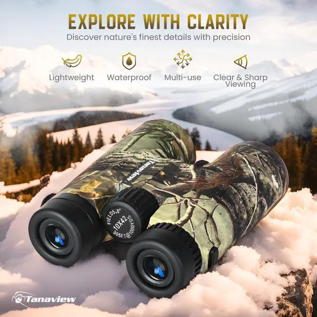 Alt view image 6 of 7 - 10X42 Compact Binoculars for Adults - Long Distance, High Powered Binoculars with Travel Case - Extra Bright Light & Large Field of View - Lightweight, Water & Fog Proof, Hunting, Bird Watching