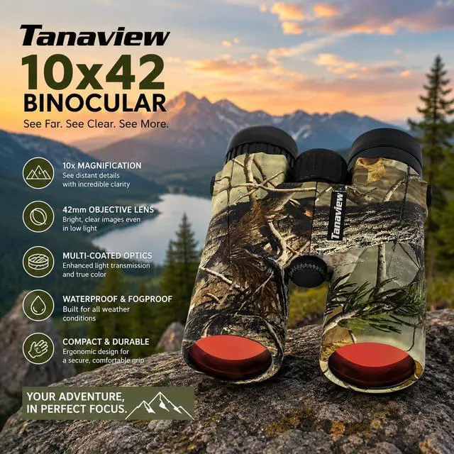 Alt view image 7 of 7 - 10X42 Compact Binoculars for Adults - Long Distance, High Powered Binoculars with Travel Case - Extra Bright Light & Large Field of View - Lightweight, Water & Fog Proof, Hunting, Bird Watching