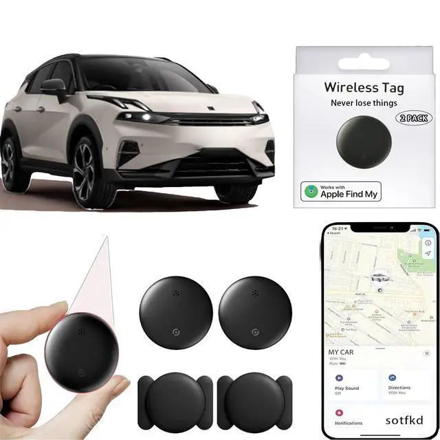 Main image of 2 Pack GPS Tracker for Vehicles,Tracker Device for Vehicles,No Monthly Fee | Tracking Devices for Cars Hidden,Car GPS Tracker (Only iOS) | Magnetic Shell | Waterproof | Works Apple Find My
