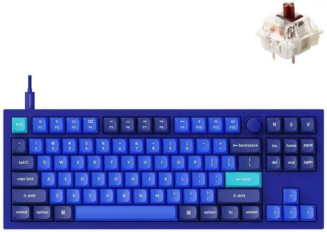 Main image of Q3 Wired Custom Mechanical Keyboard Knob Version, TKL Tenkeyless QMK/VIA Programmable Macro with Hot-swappable Gateron G Pro Brown Switch Compatible with Mac Windows Linux (Blue)