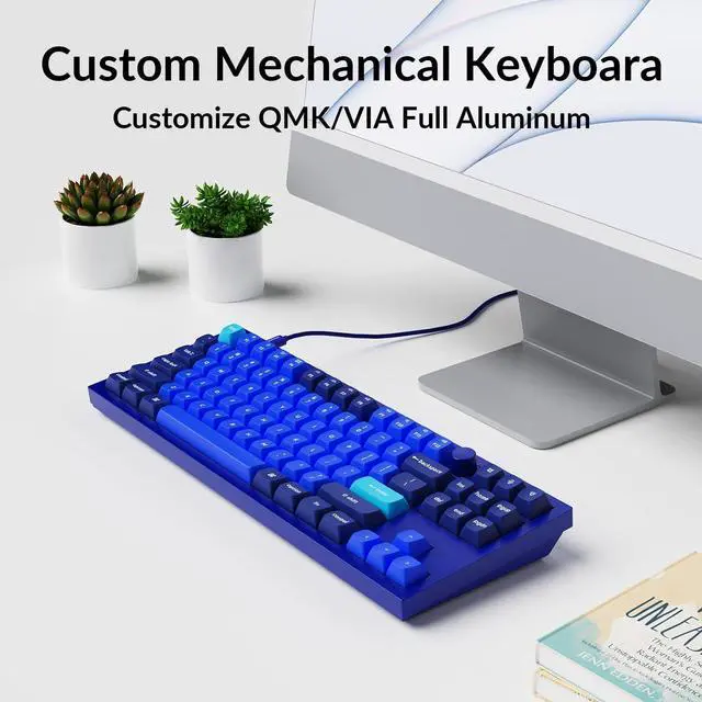 Alt view image 2 of 7 - Q3 Wired Custom Mechanical Keyboard Knob Version, TKL Tenkeyless QMK/VIA Programmable Macro with Hot-swappable Gateron G Pro Brown Switch Compatible with Mac Windows Linux (Blue)