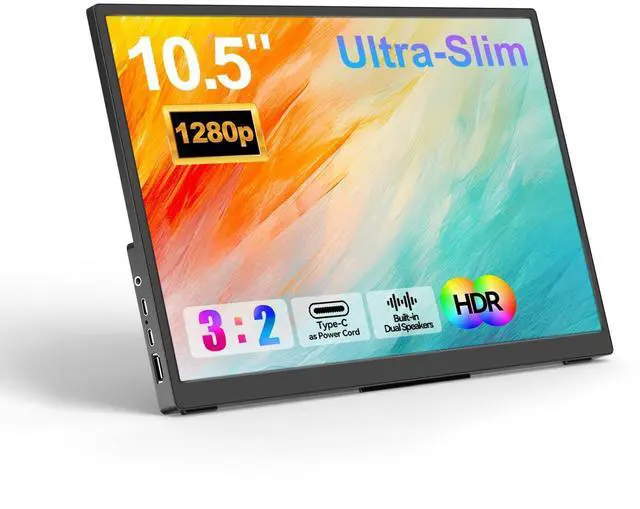 Main image of Portable Monitor 10.5'' 1920 * 1280 Ultra-Slim Mini Monitor 3:2,500nits,2000:1,Standard USB C HDMI HDR Computer Monitor for Laptop Switch Mac Phone