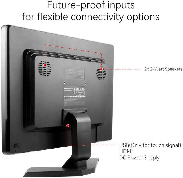 Alt view image 6 of 7 - 17" 10-Point Touch 4:3 Full HD 1280x1024 Square Touch Screen Monitor with HDMI USB Ports, VESA, Touchscreen for PC POS Machine Win 10 11, Built-in Speakers