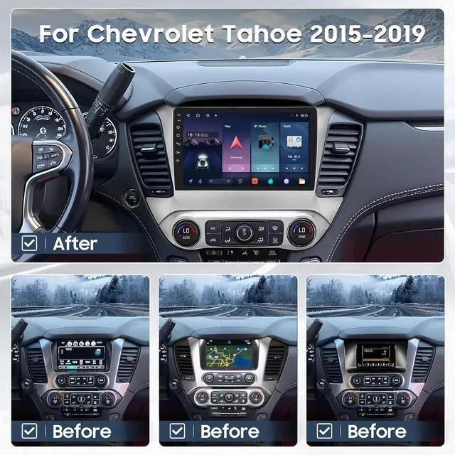 Alt view image 2 of 7 - Car Radio Upgrade Dash Kit for Chevy Suburban Tahoe Yukon 2015-2019,Wireless CarPlay Android Auto, 2GB+64GB 8 Core Stereo System,10.1 Inch Touch Screen, GPS, Bluetooth, WiFi, SWC,MirrorLink