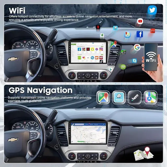 Alt view image 7 of 7 - Car Radio Upgrade Dash Kit for Chevy Suburban Tahoe Yukon 2015-2019,Wireless CarPlay Android Auto, 2GB+64GB 8 Core Stereo System,10.1 Inch Touch Screen, GPS, Bluetooth, WiFi, SWC,MirrorLink